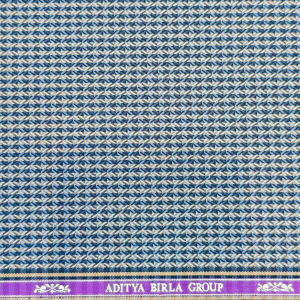 Soktas Giza Cotton Dobby Weave Shirting Fabric (Blue and Black)