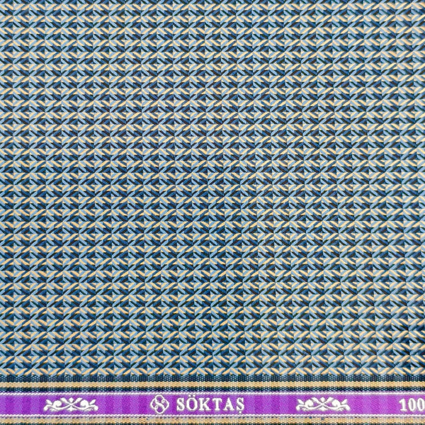 Soktas Giza Cotton Dobby Weave Shirting Fabric (Blue and Black)
