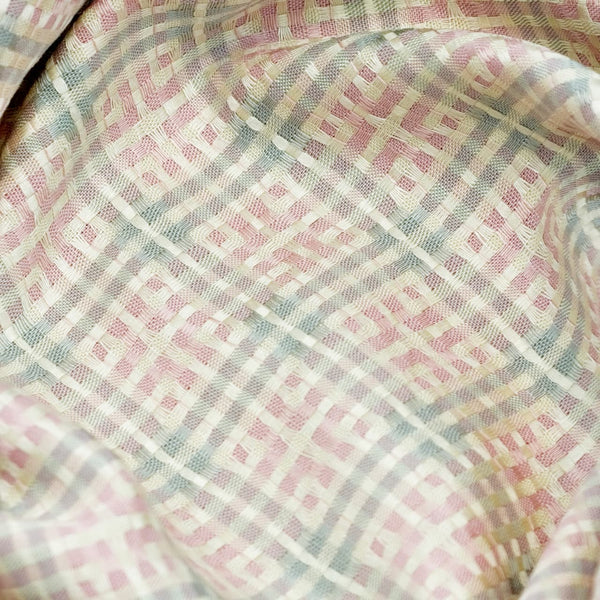 Soktas Giza Cotton Striped Shirting Fabric (Peach and Beige).