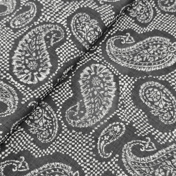 Burgoyne Irish Linen Printed Shirting and Kurta Fabric (Grey)