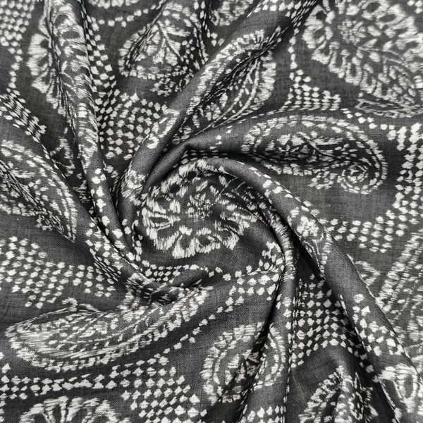 Burgoyne Irish Linen Printed Shirting and Kurta Fabric (Grey)