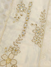Elegant unstitched suit set in pure shimmer silk (Ivory).