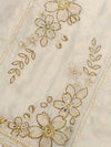 Elegant unstitched suit set in pure shimmer silk (Ivory).