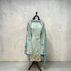 Pure Jacquard Silk with Exquisite Handwork Unstitched Suit Set( Aqua Green)