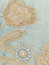 Pure Jacquard Silk with Exquisite Handwork Unstitched Suit Set( Aqua Green)
