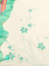 Beautifully Thread Crafted Pure Cotton Unstitched Suit Set(White & Sea Green).