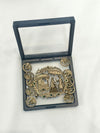 Elegant High-Quality Metal Brooch with Decorative Buttons