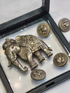 Royal Elephant Brooch with Coordinated Decorative Button Set