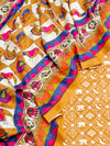 Vibrant Maheshwari Silk Unstitched Suit Set with Artistic Printed Dupatta