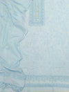 Pure Cotton Lucknowi Chikankari Unstitched Suit Set (Powder Blue)