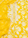 Stunning Neon Yellow Pure Cotton Unstitched Suit Set GotaPatti Work
