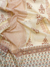Mul Chanderi Unstitched Suit Set in Rose Pink