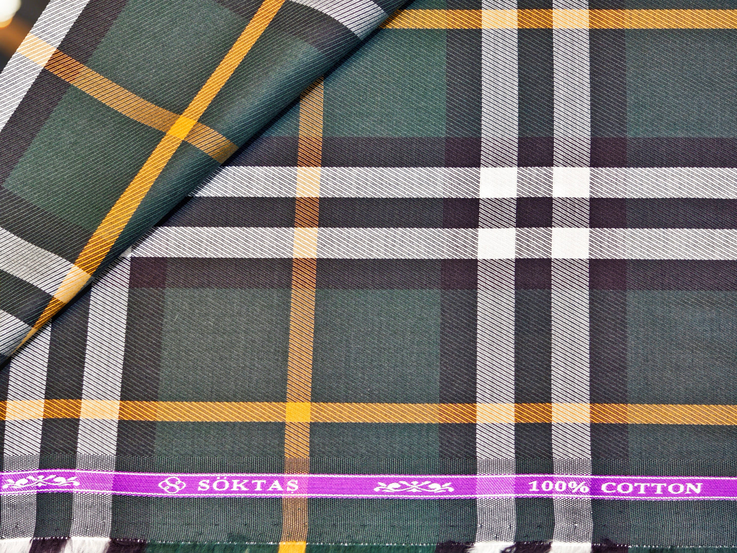 Soktas Men's Egyptian Giza Cotton Unstitched Shirting Fabric Burberry Check(Dark Green).