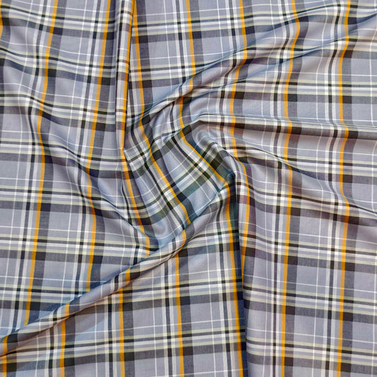 Cotonificio Men's Giza Cotton Check Shirting Fabric(Grey).