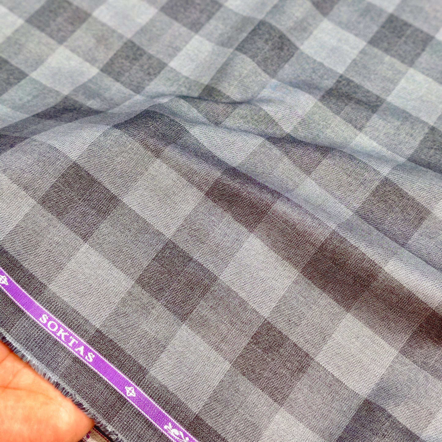 Soktas Men's Egyptian Pure Giza Cotton Shirting fabric(Check).