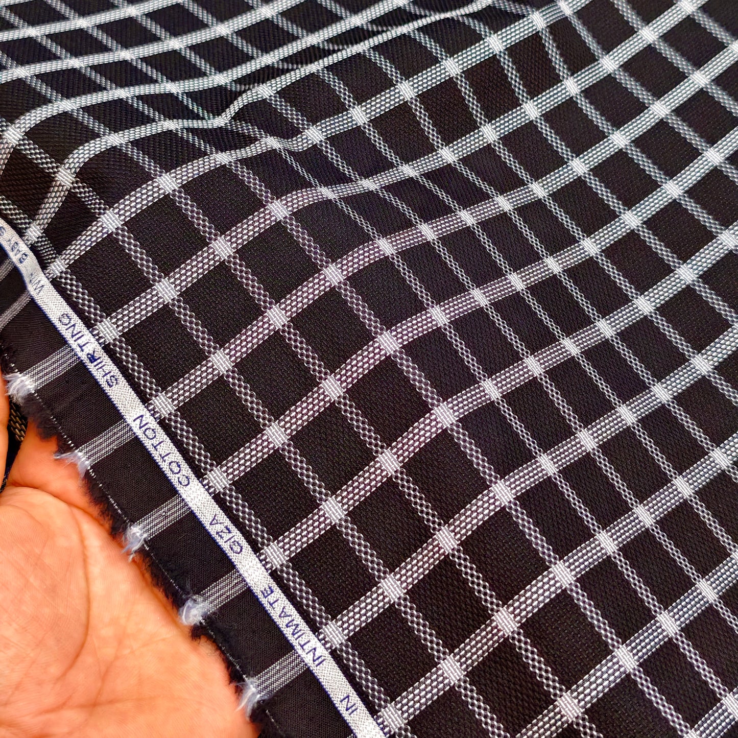 Ferriccio Deitlo Men's Black Giza Cotton Shirting Fabric(Check).