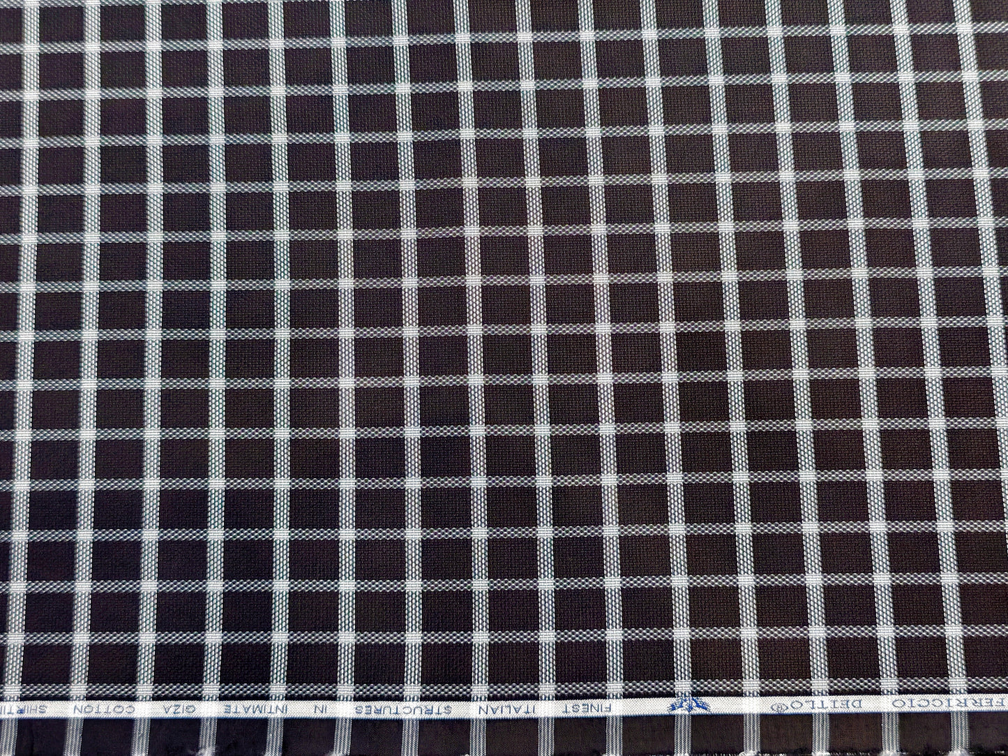 Ferriccio Deitlo Men's Black Giza Cotton Shirting Fabric(Check).