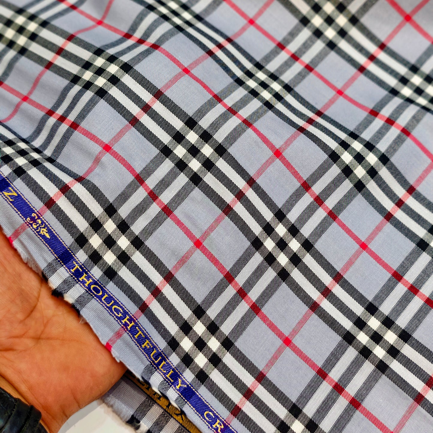 Kriplon Men's Giza Cotton Unstitched Shirting Fabric(Burberry Check).