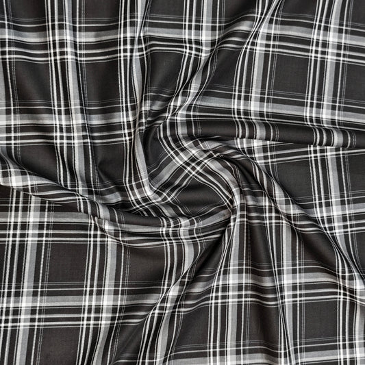 Soktas (Aditya Birla group) Men;s Giza Cotton Check Shirting Fabric(Black).