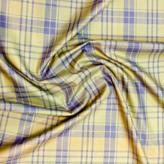 Soktas Men's Giza Cotton Check Shirting Fabric(Olive).