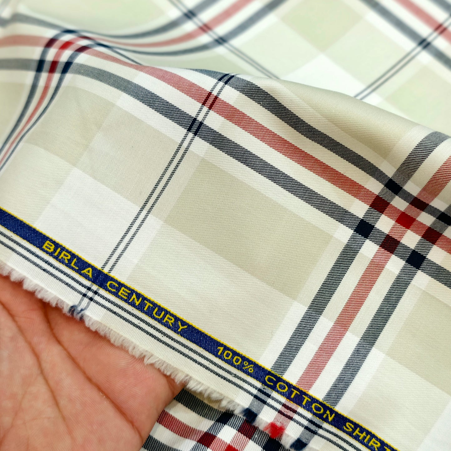 Birla Century Men's Giza Cotton shirting Fabric(Burberry Check)