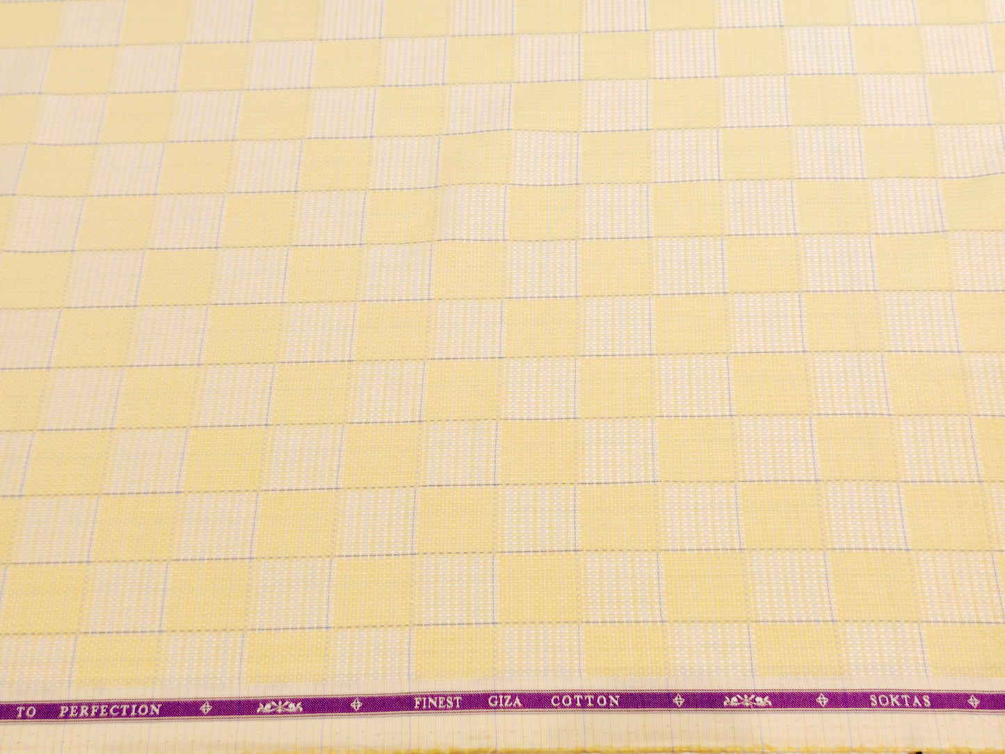 Soktas (Aditya Birla group) Men's Giza Cotton Check Shirting Fabric(Lemon).