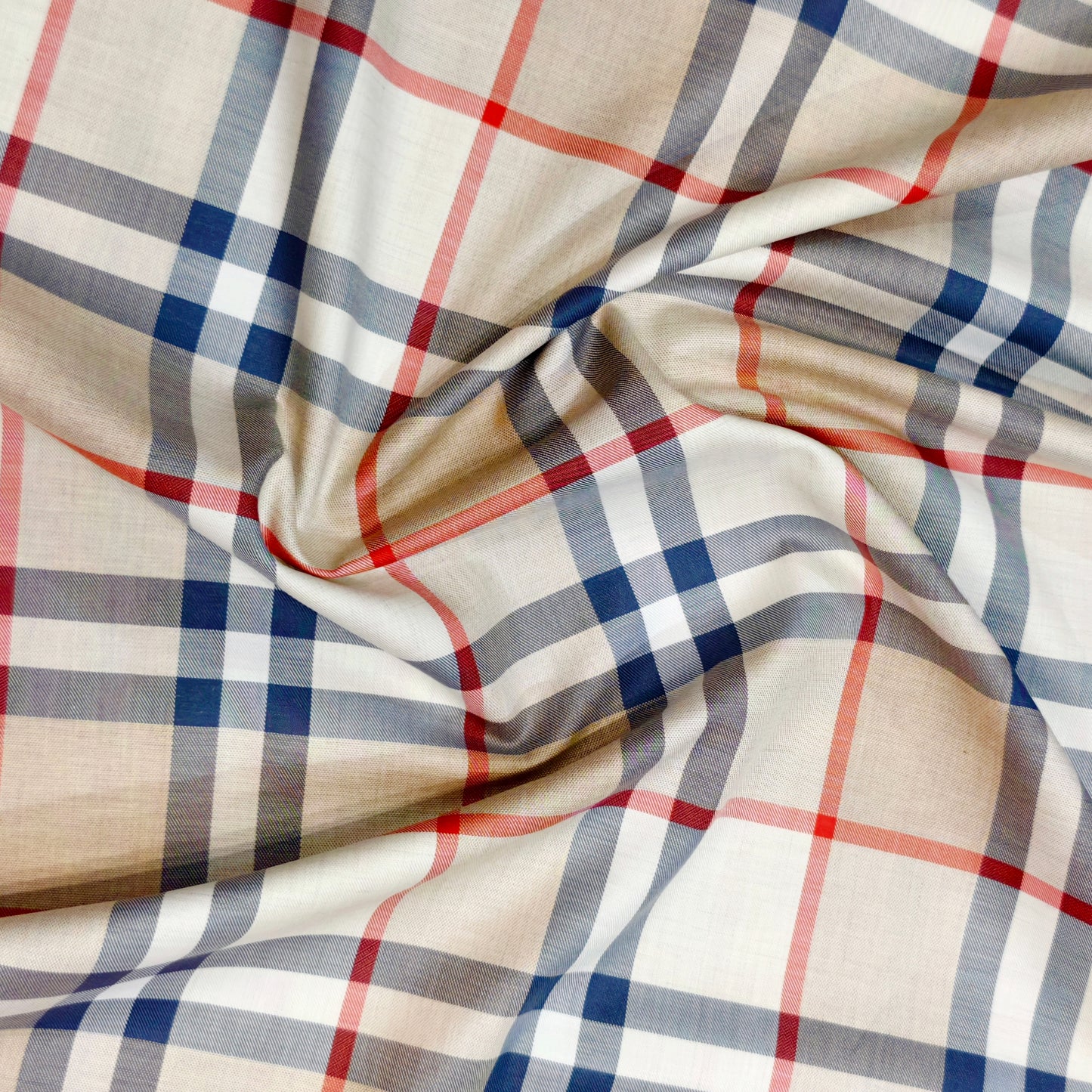 Soktas Men's Egyptian Giza Cotton Unstitched Shirting Fabric(Burberry Check).