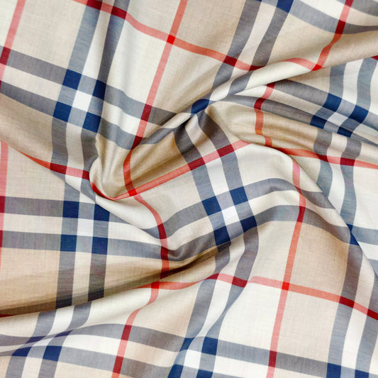 Soktas Men's Egyptian Giza Cotton Unstitched Shirting Fabric(Burberry Check).