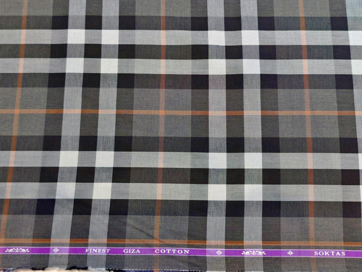 Soktas Men's Giza Cotton Shirting Fabric(Burberry Check).