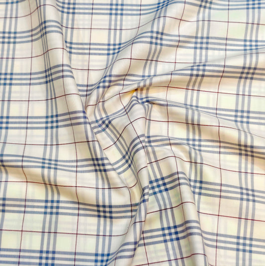 Kriplon Men's Cotton Check Shirting Fabric(Off White).