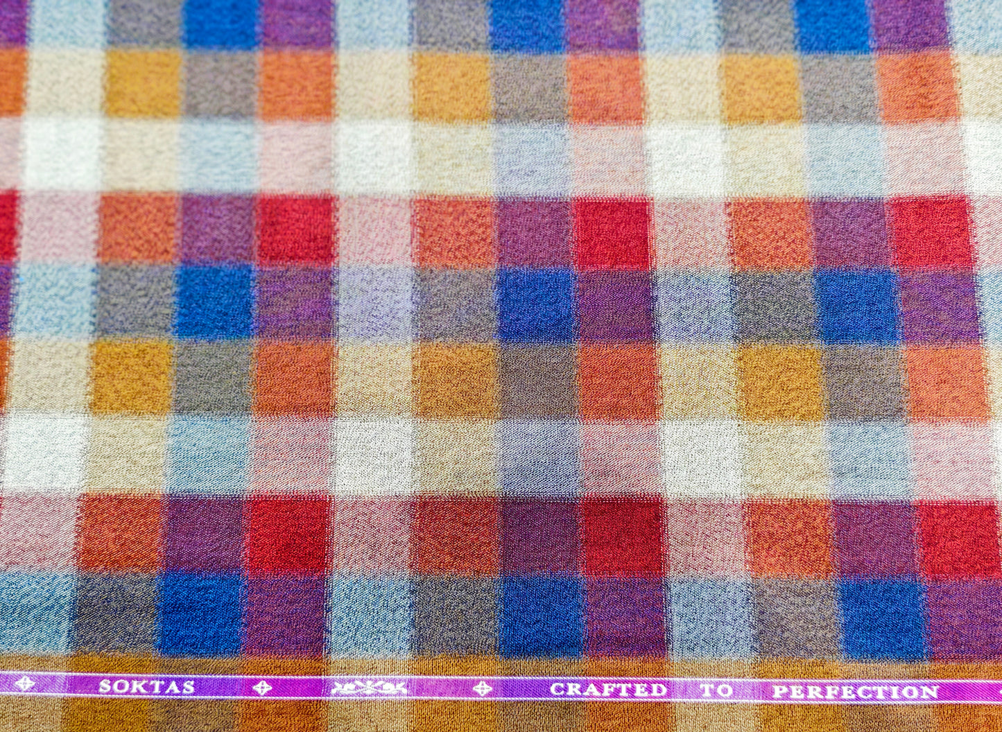 Soktas Men's Egyptian Giza Cotton Unstitched Shirting Fabric(Check).