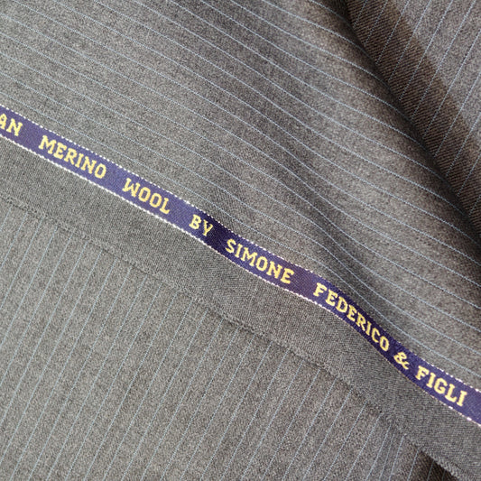 Simone Federico & Figli Men’s Terry Rayon Striped Unstitched Suiting Fabric (Worsted Grey)