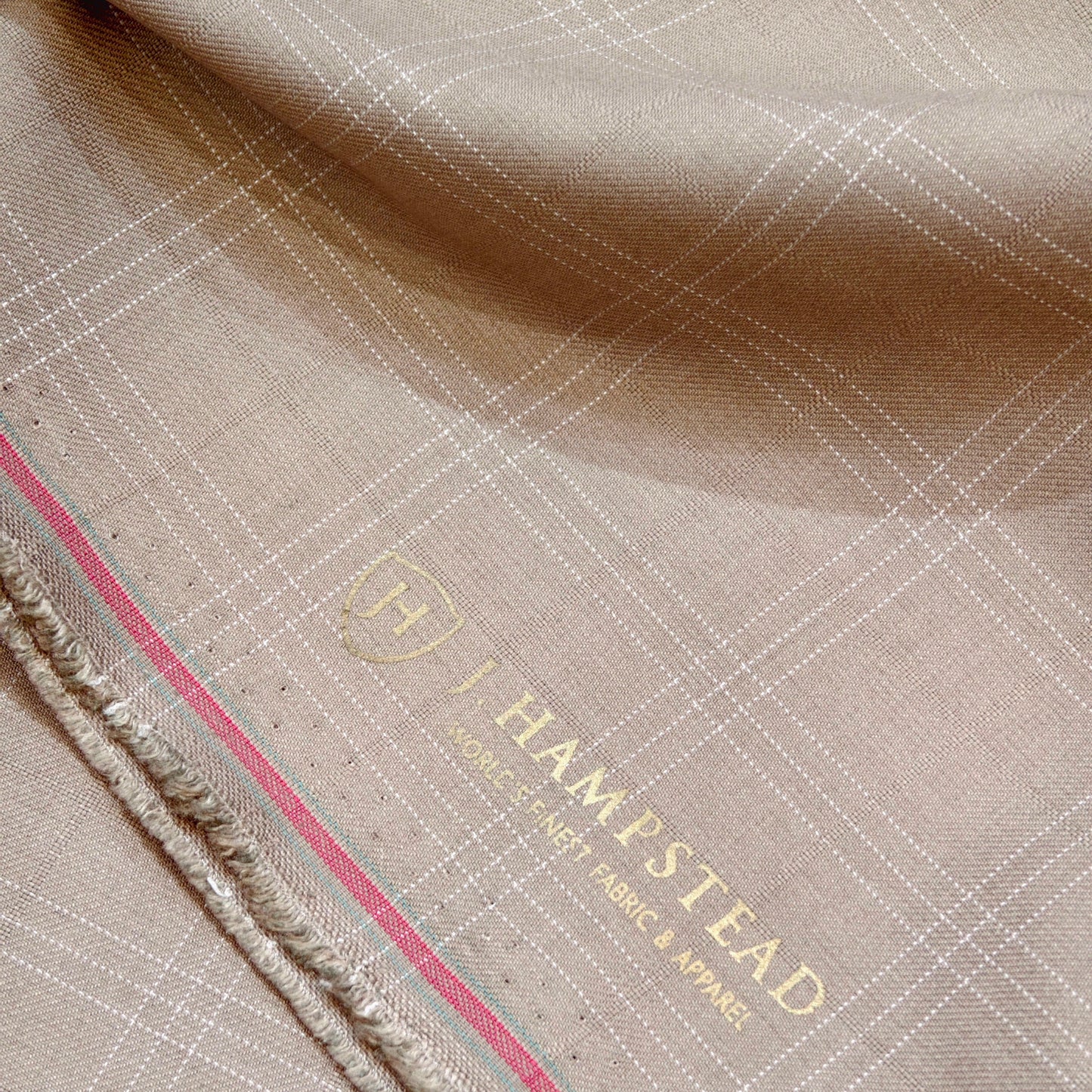 J.Hamstead Men’s Terry Rayon Check Unstitched Suiting Fabric (Camel).