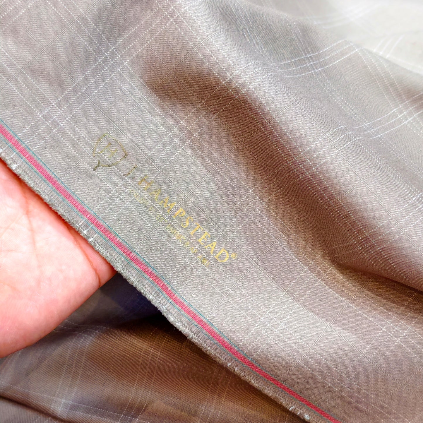 J.Hamstead Men’s Terry Rayon Check Unstitched Suiting Fabric (Camel).