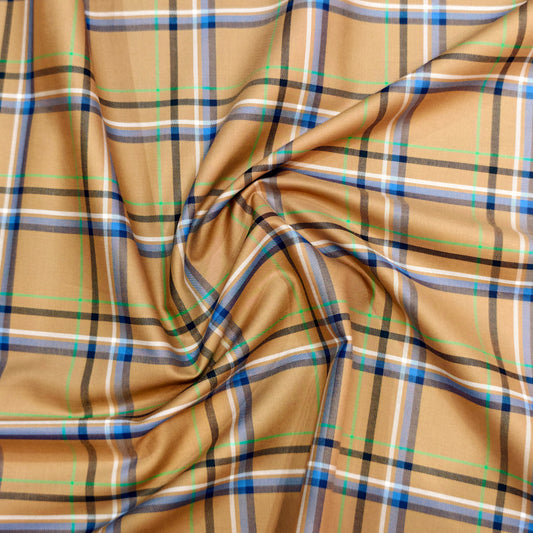 Arvind Cotton Checks Shirting Fabric (Brown)