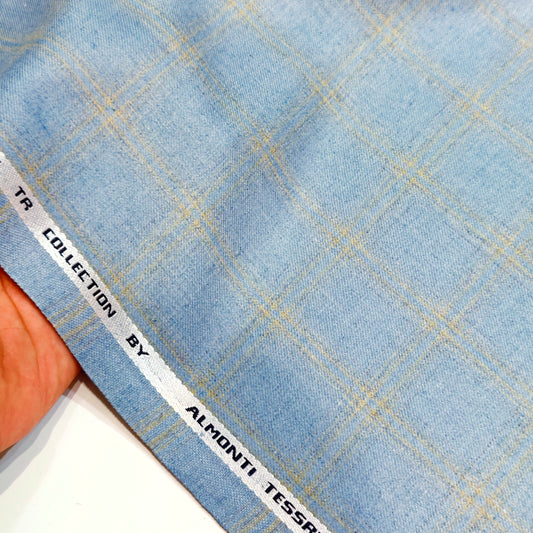 Almonti Men’s Terry Rayon Unstitched Suiting Check Fabric (Cream and Beige)