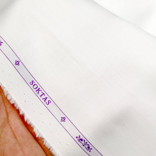 Soktas 70's Counts Giza Cotton Solids Unstitched Shirt or Kurta Pajama Fabric (White)