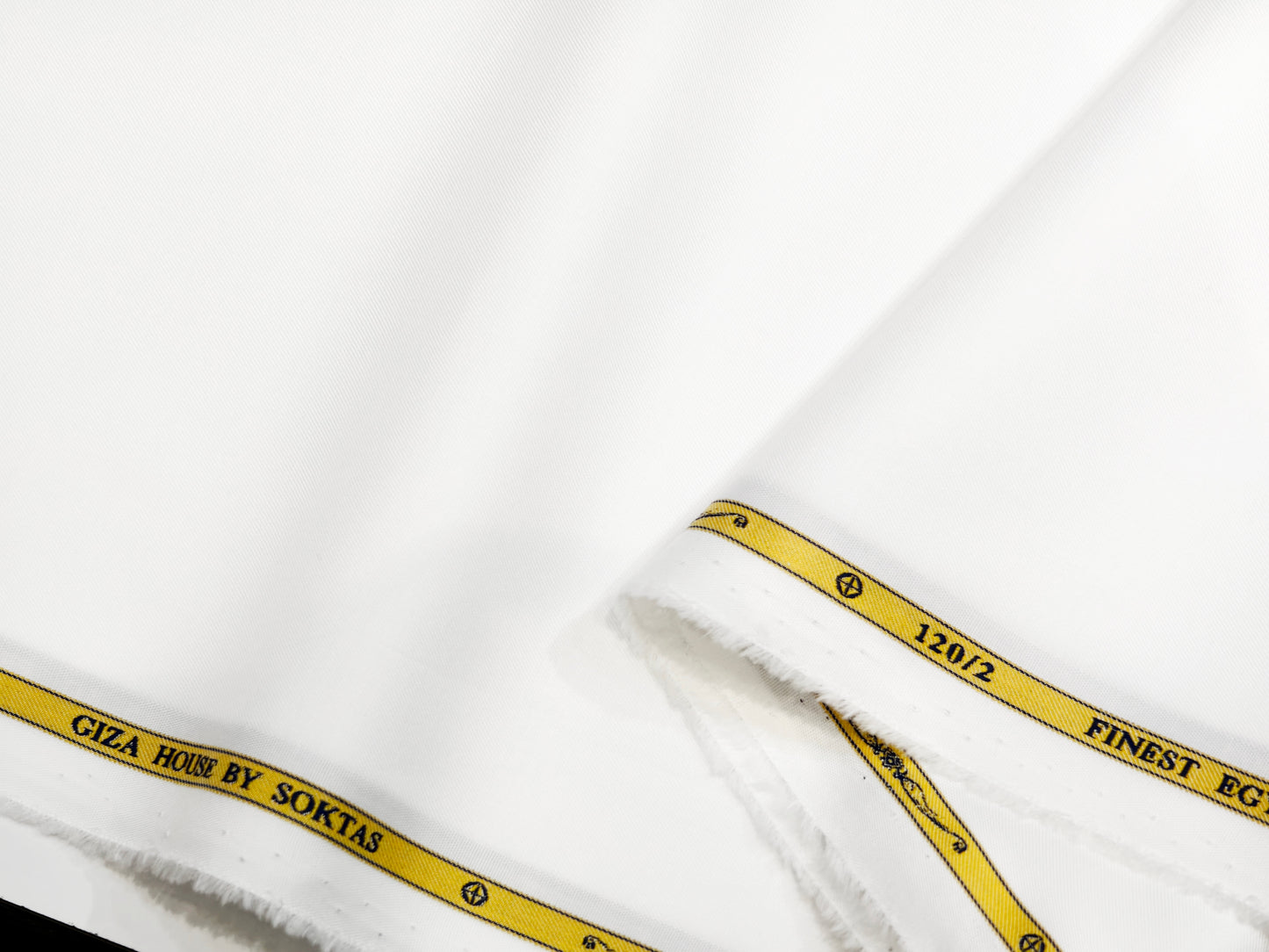 Soktas 120/2's Counts Giza Cotton Solids Unstitched Shirt or Kurta Pajama Fabric (White)