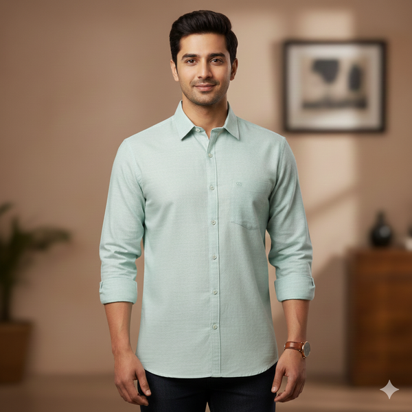 Shirt Fabric ManTire wrinkle Free PC Plain Fill a Fill Colour Faded Green