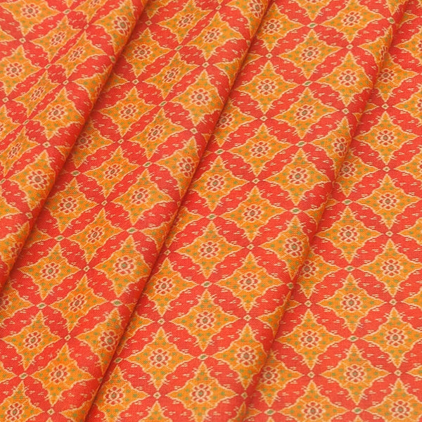 Shirt Fabric ManTire Polyester Viscose Digital Printed Color Candy Red N Light Orange