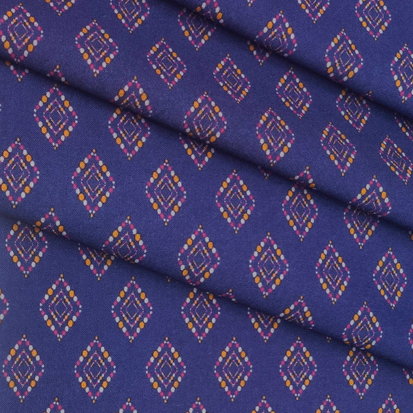 Shirt Fabric ManTire Polyester Viscose Digital Printed Color Navy Blue