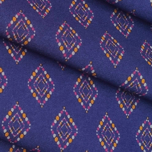 Shirt Fabric ManTire Polyester Viscose Digital Printed Color Navy Blue