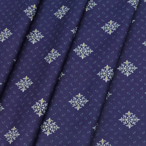 Shirt Fabric ManTire Polyester Viscose Digital Printed Color Midnight Blue