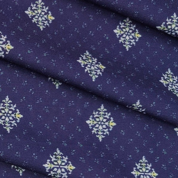 Shirt Fabric ManTire Polyester Viscose Digital Printed Color Midnight Blue