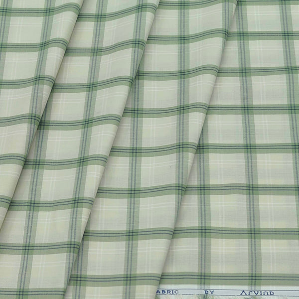 Shirt Fabric Arvind Cotton Blended Check Colour Swamp Green