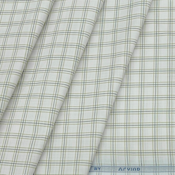 Shirt Fabric Arvind Cotton Blended Check Colour Blue N White