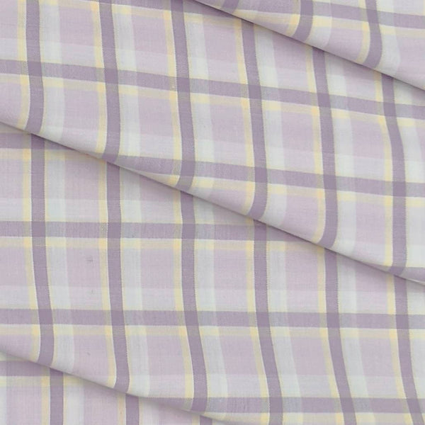 Shirt Fabric Arvind Cotton Blended Check Colour Light Purple