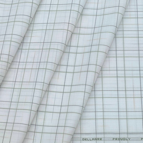 Shirt Fabric ManTire Poly Cotton Wrinkle Free Check Colour Swamp Green N White