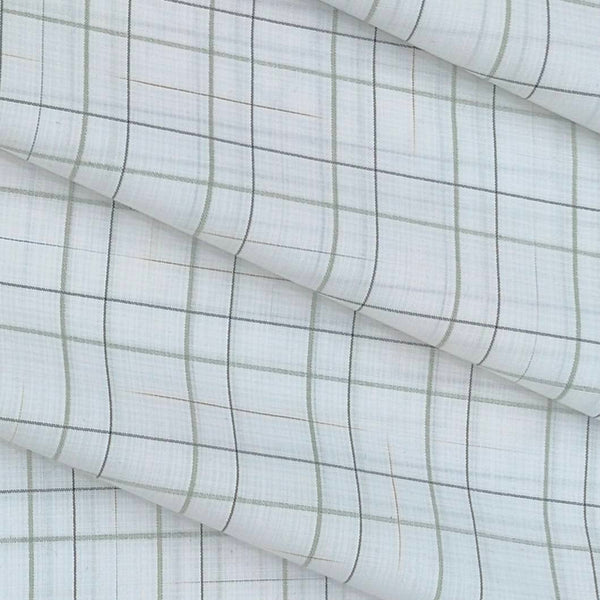Shirt Fabric ManTire Poly Cotton Wrinkle Free Check Colour Swamp Green N White