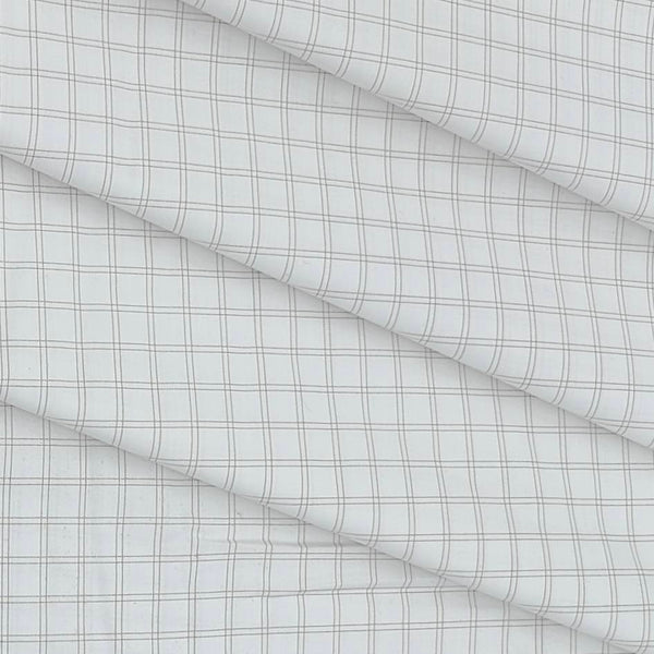 Shirt Fabric Arvind Cotton Blended Check Colour Light Brown N White